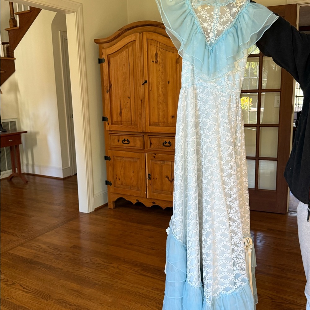 Elegant Blue and White Maxi Dress